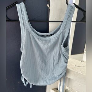 Light Blue Scrunch Cropped Tank Top